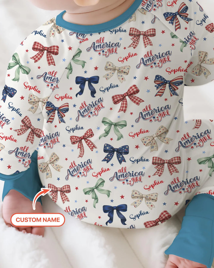 Custom Name All American Girl Bamboo Convertible Zippy