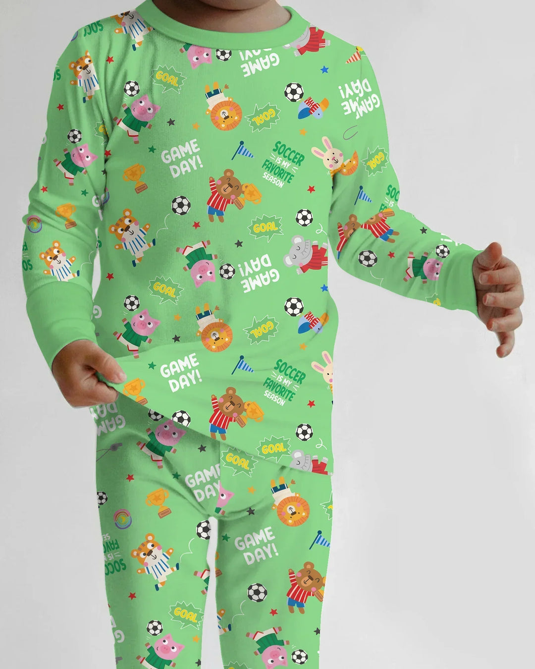 The World Cup Soccer Animals Bamboo Two Piece Long Sleeve Pajama Set