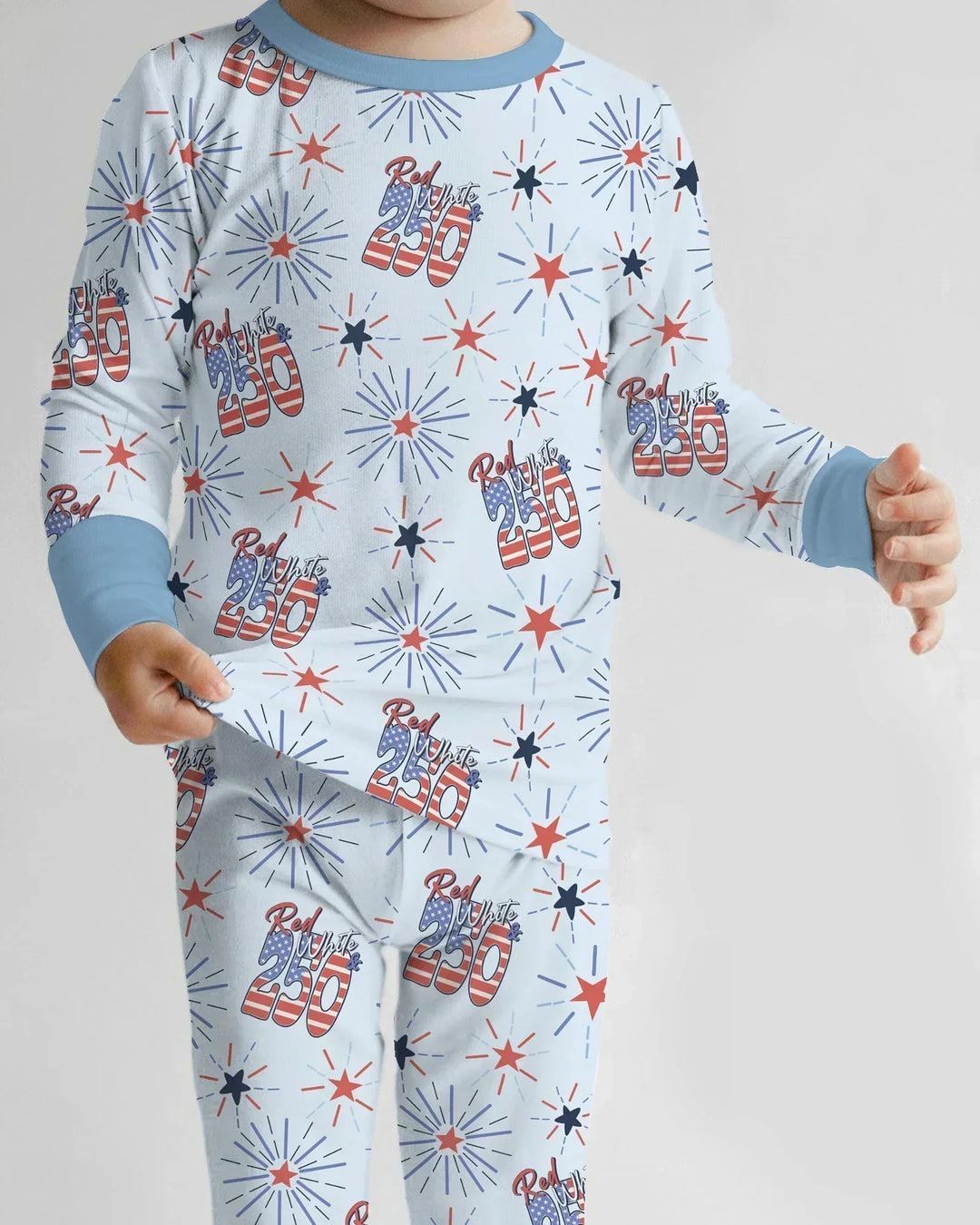 Red White and 250th Anniversary Bamboo Two Piece Long Sleeve Pajama Set