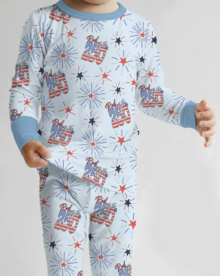 Red White and 250th Anniversary Bamboo Two Piece Long Sleeve Pajama Set