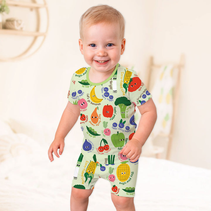 Little Veggie Garden Two Piece Short Sleeve Shorts Pajama Set