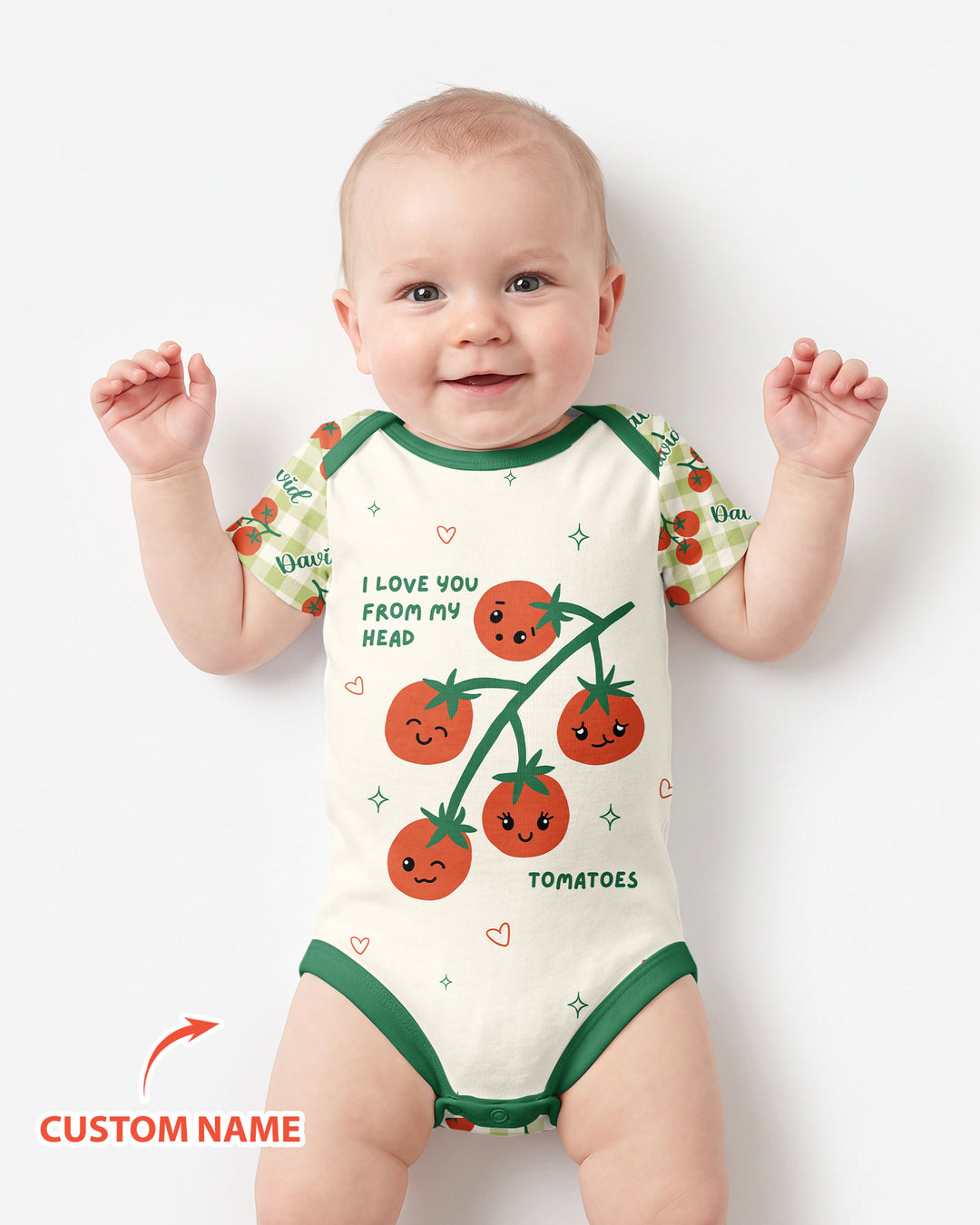 I Love You From My Head Tomatoes Custom Name Bamboo Bodysuit