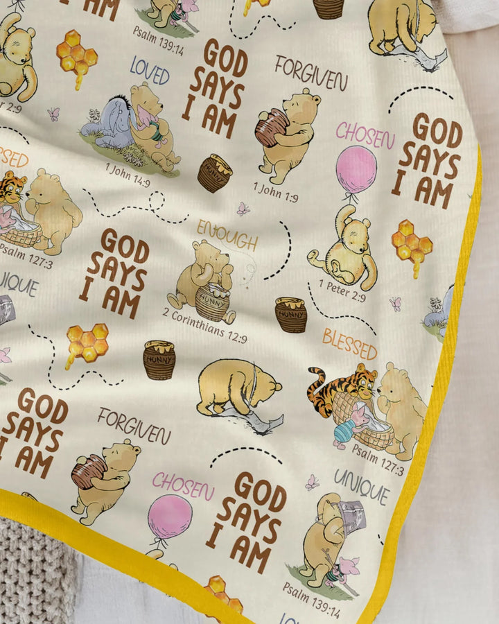 God Says I Am Little Blessings Bamboo Blanket
