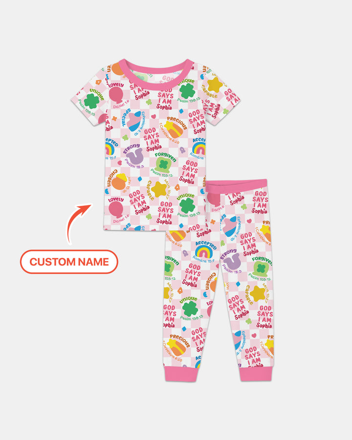 God Says I Am St. Patrick’s Day Custom Name Family Matching Two Piece Short Sleeve Pajama Set