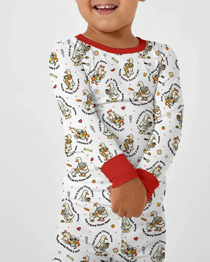 Just A String Cheese Mama Era Mommy & Me Bamboo Two Piece Long Sleeve Pajama Set