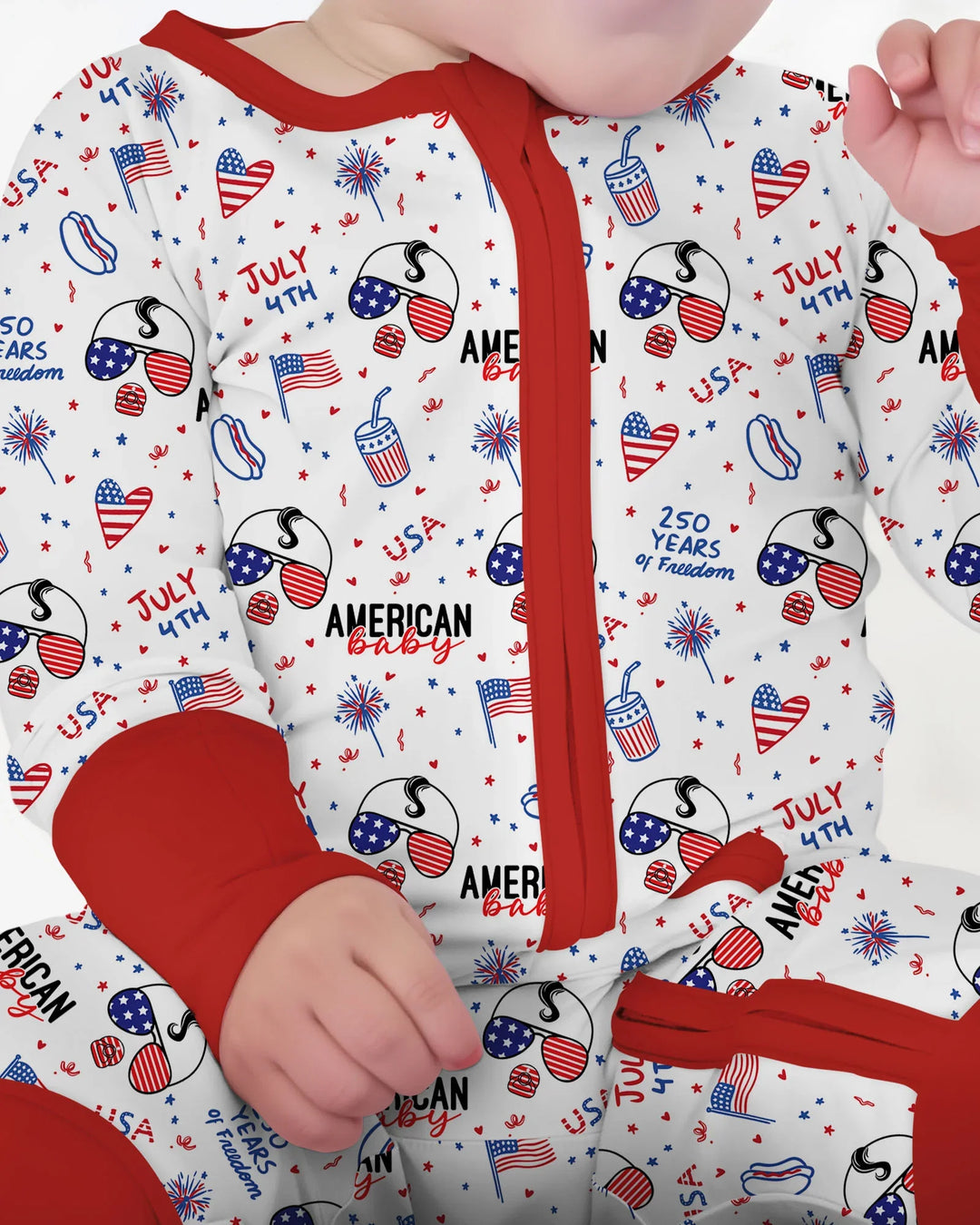 Doodle American Flag Glasses Family Matching Bamboo Convertible Zippy