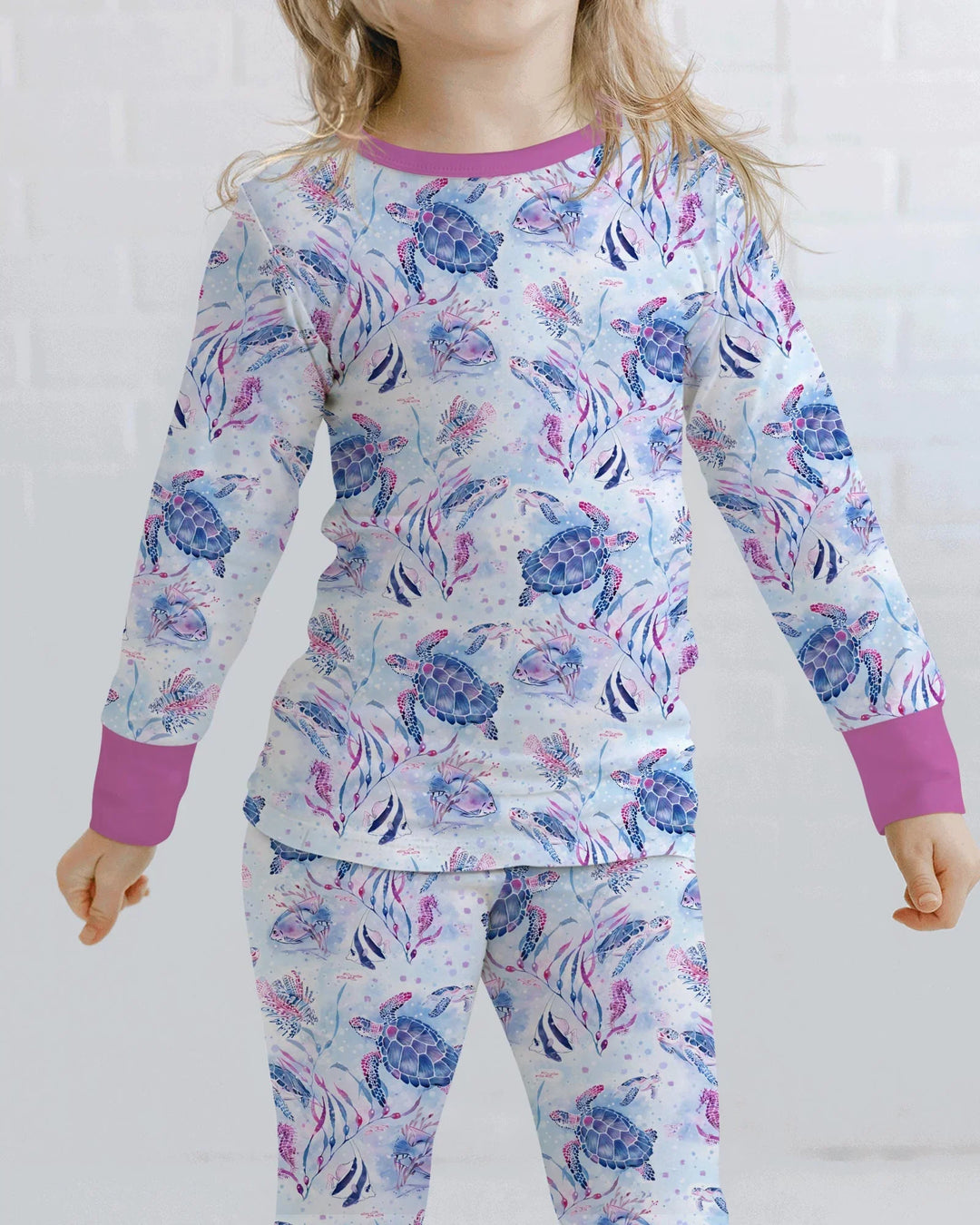 Little Turtles Family Matching Bamboo Two Piece Long Sleeve Pajama Set