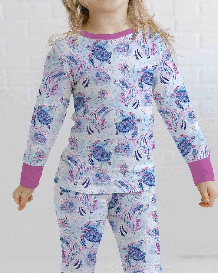 Little Turtles Family Matching Bamboo Two Piece Long Sleeve Pajama Set