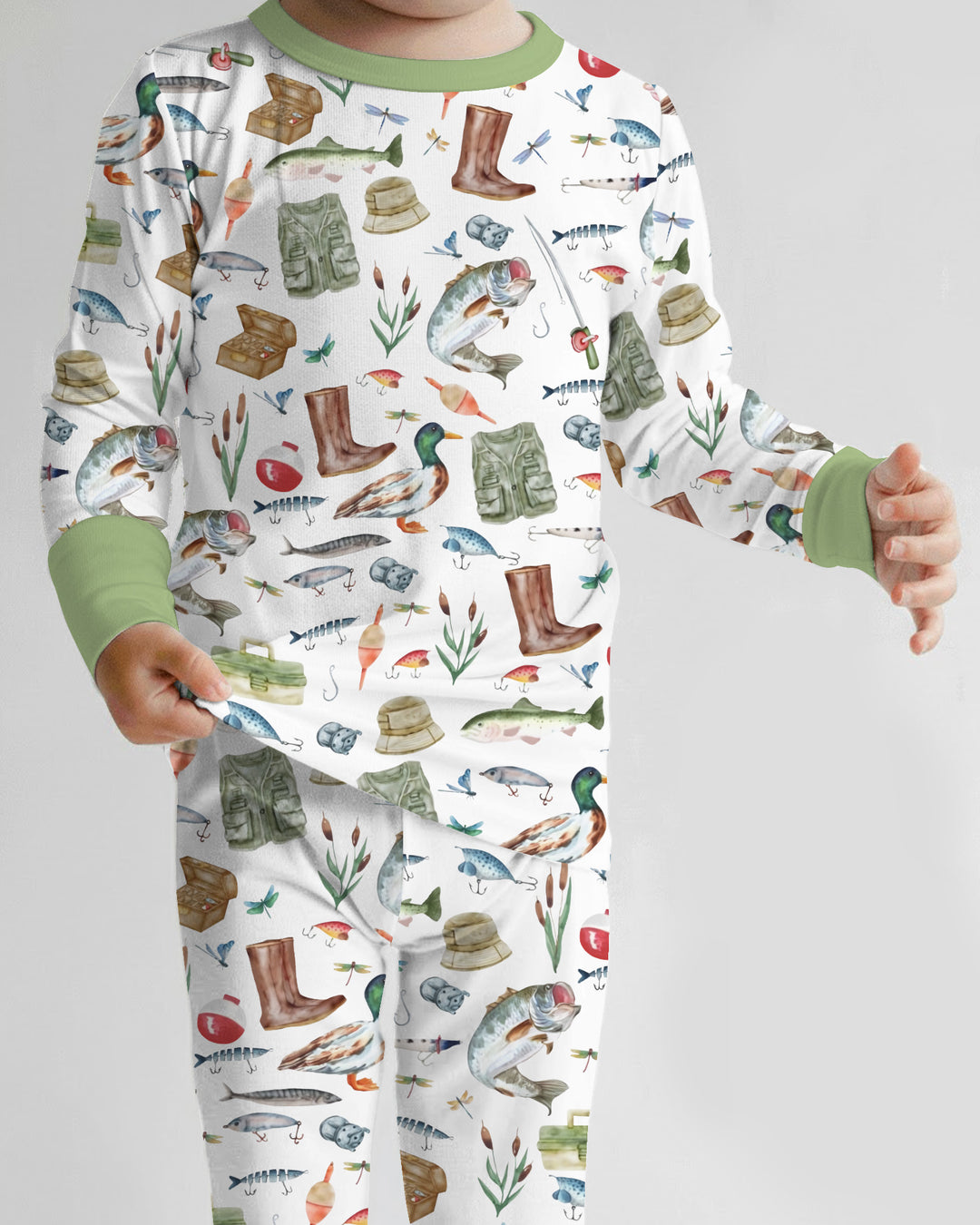 Daddy's Fishing Buddy Daddy& Me Matching Bamboo Two Piece Long Sleeve Pajama Set