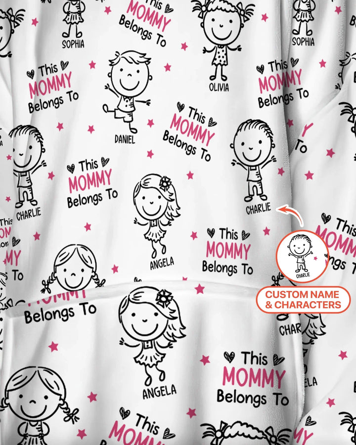 Custom Name "This Mommy Belongs To" Doodle Bamboo Blanket Hoodie