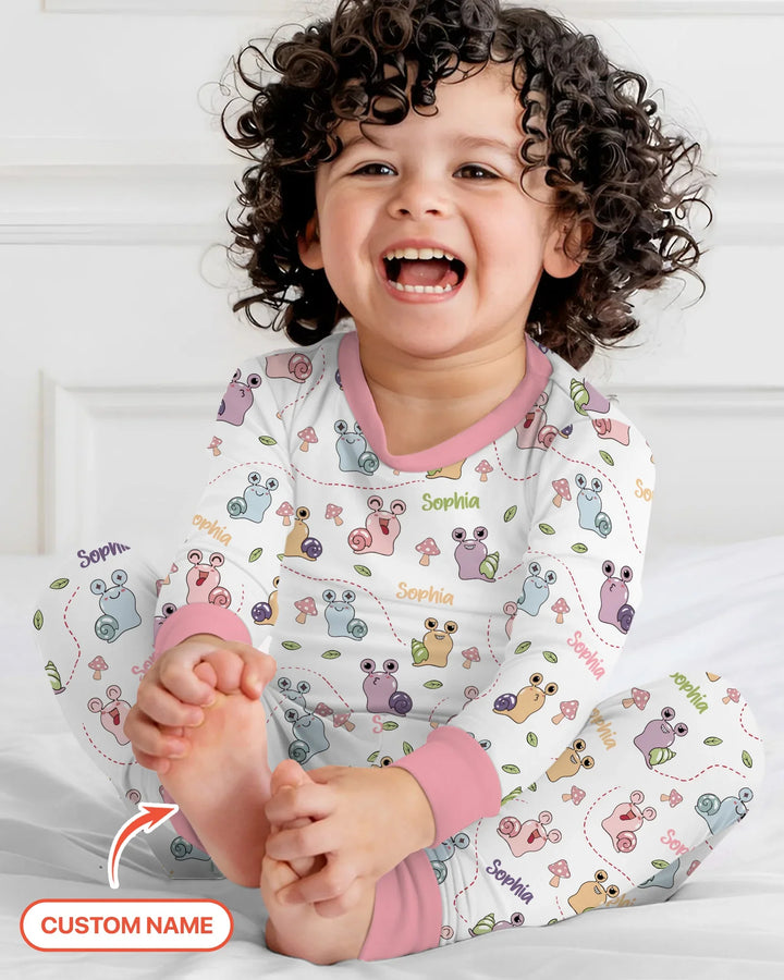 Conjunto de pijama de bambú de dos piezas de manga larga "¡Lo conseguí!" con nombre personalizado