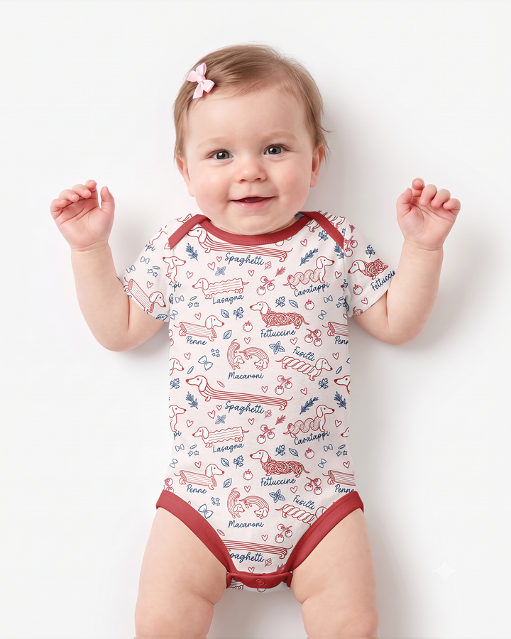 Funny Dachshund Pasta Pups Bamboo Bodysuit