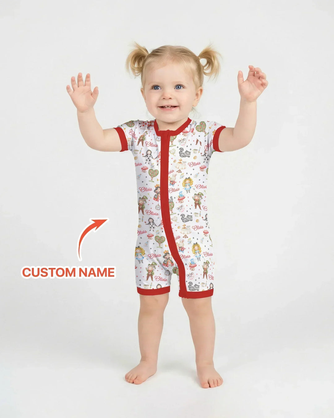 Whimsical Wonderland Tea Party Custom Name Shorty Zippy