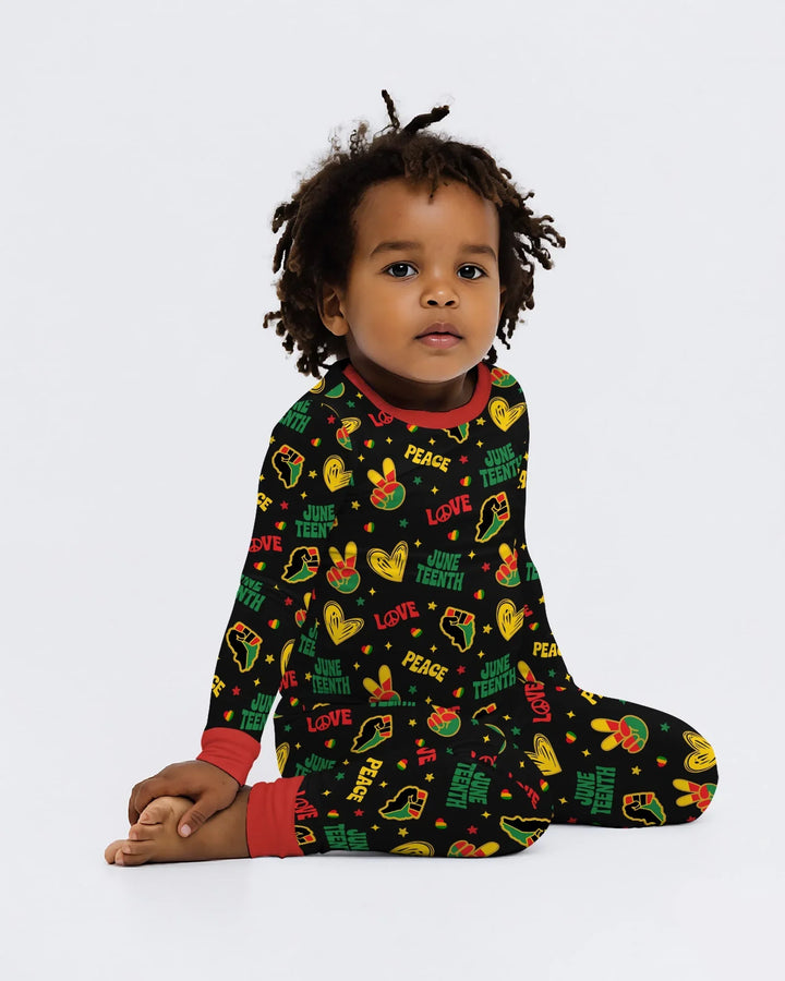 Peace Love Juneteenth Bamboo Two Piece Long Sleeve Pajama Set