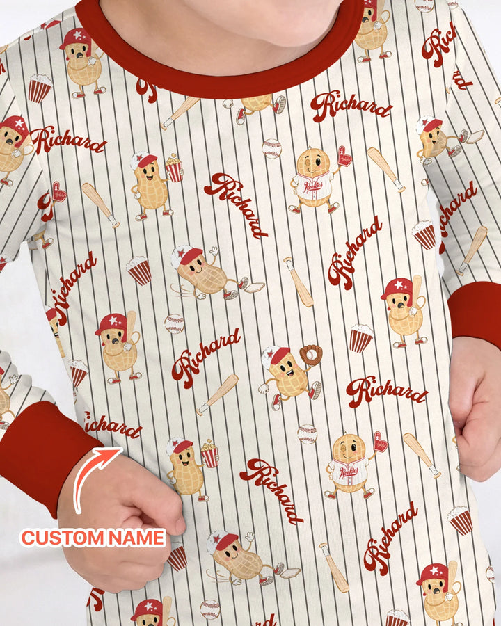 Custom Nam Retro Ballgame Bamboo Two Piece Long Sleeve Pajama Set