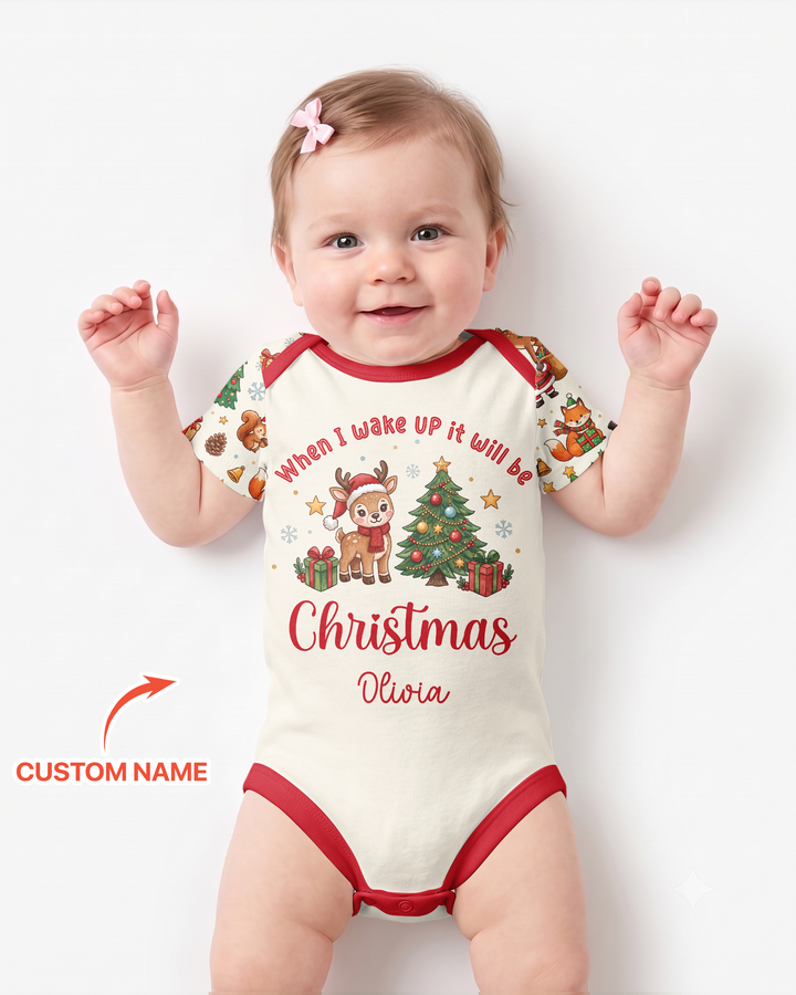 Custom Name When I Wake Up It's Will Be Christmas Bamboo Bodysuit