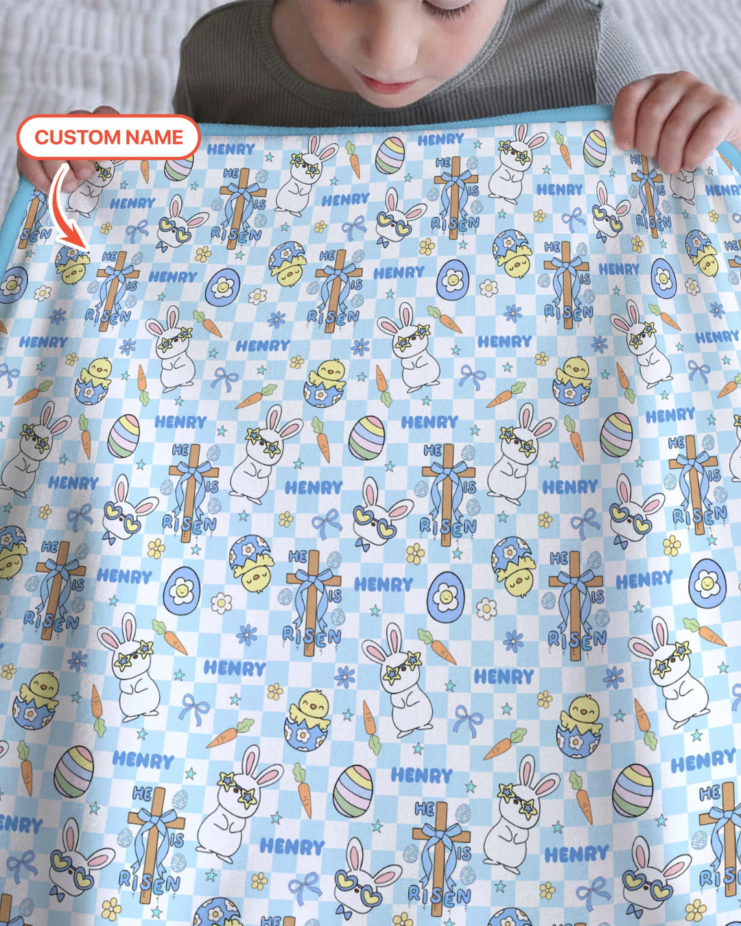 Custom Name Retro Easter Blanket