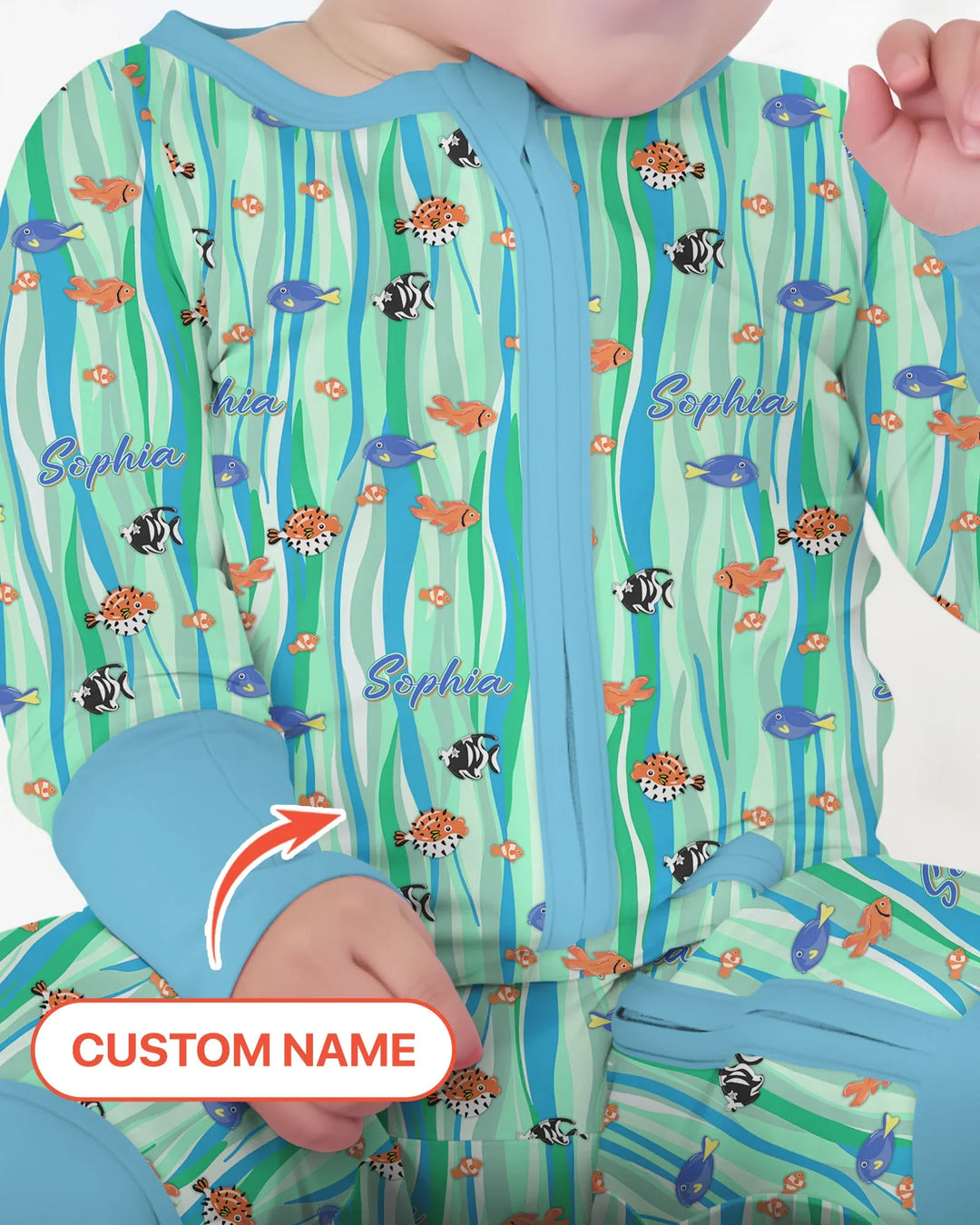 Custom Name Summer Beach Bamboo Convertible Zippy