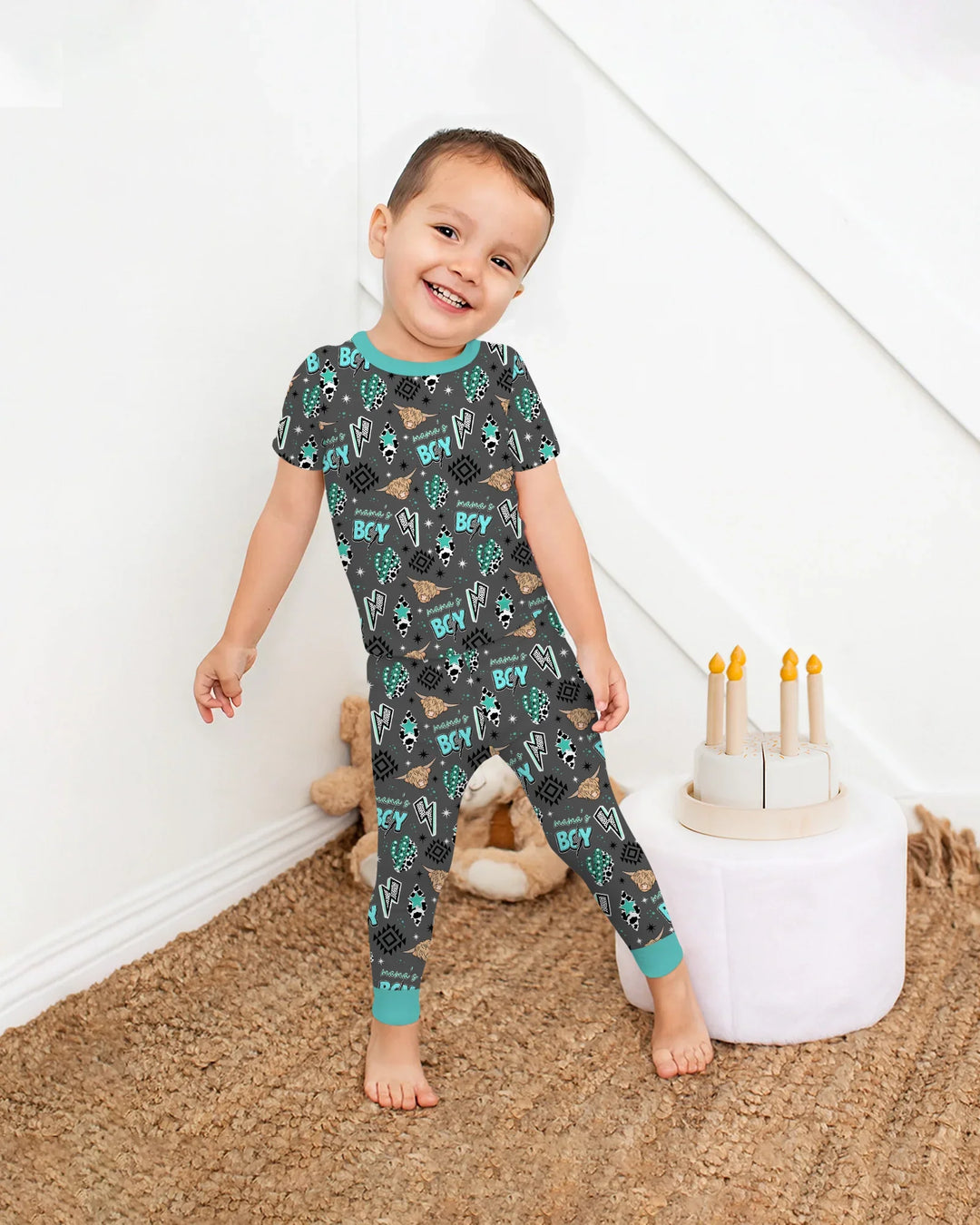 Western Mama & Me Matching  Bamboo Two Piece Short Sleeve Pajama Set