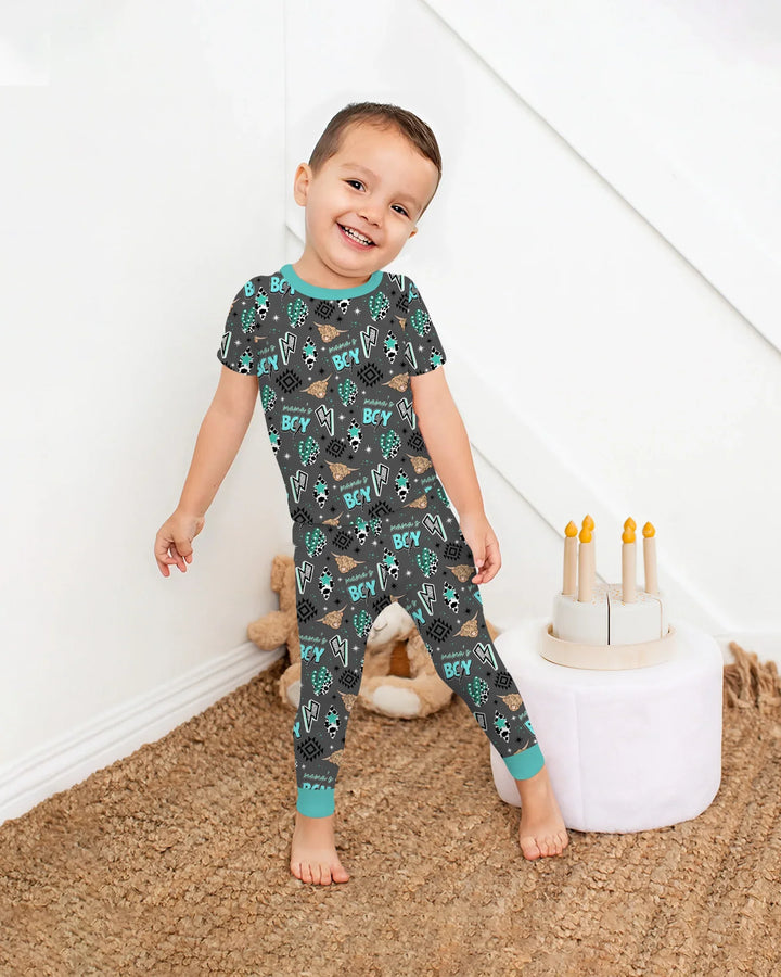 Western Mama & Me Matching  Bamboo Two Piece Short Sleeve Pajama Set