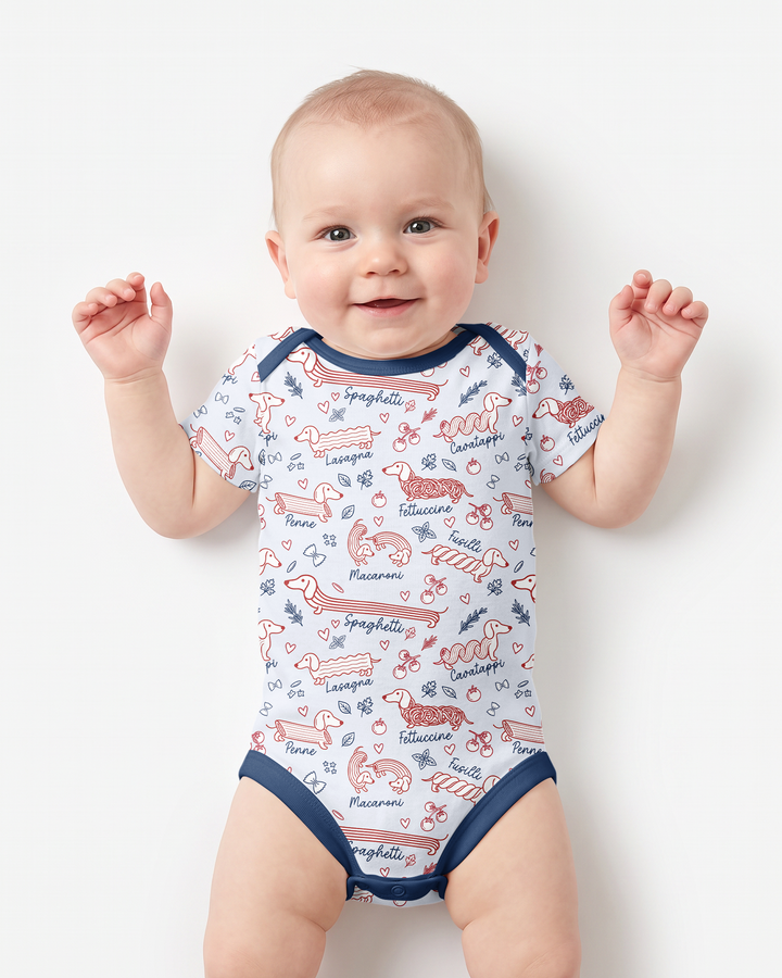 Funny Dachshund Pasta Pups Bamboo Bodysuit