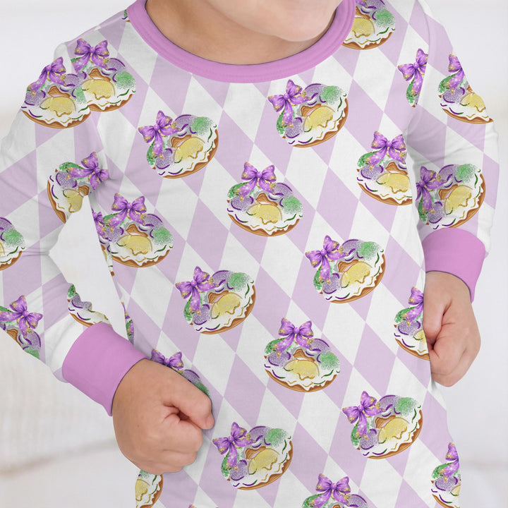 Mardi Gras Donut Two Piece Long Sleeve Pajama Set