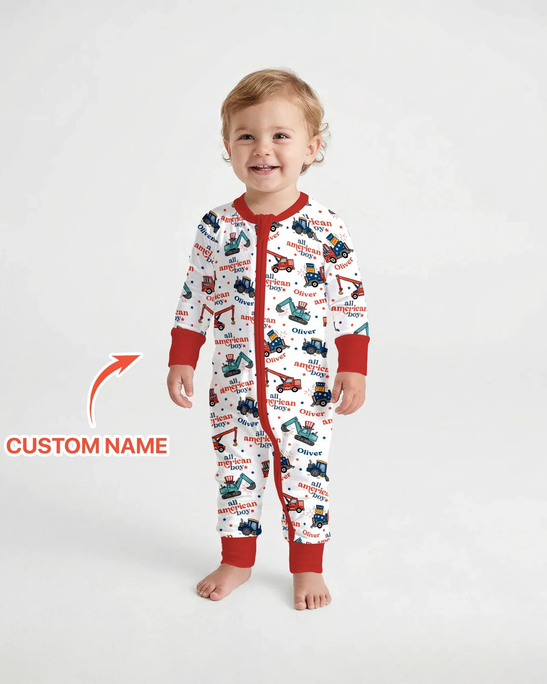 Custom Name All-American Boy Bamboo Convertible Zippy