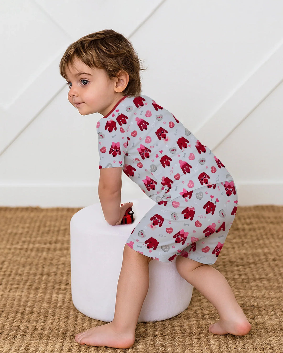 Dachshund Is My Valentine Two Piece Short Sleeve Shorts Pajama Set