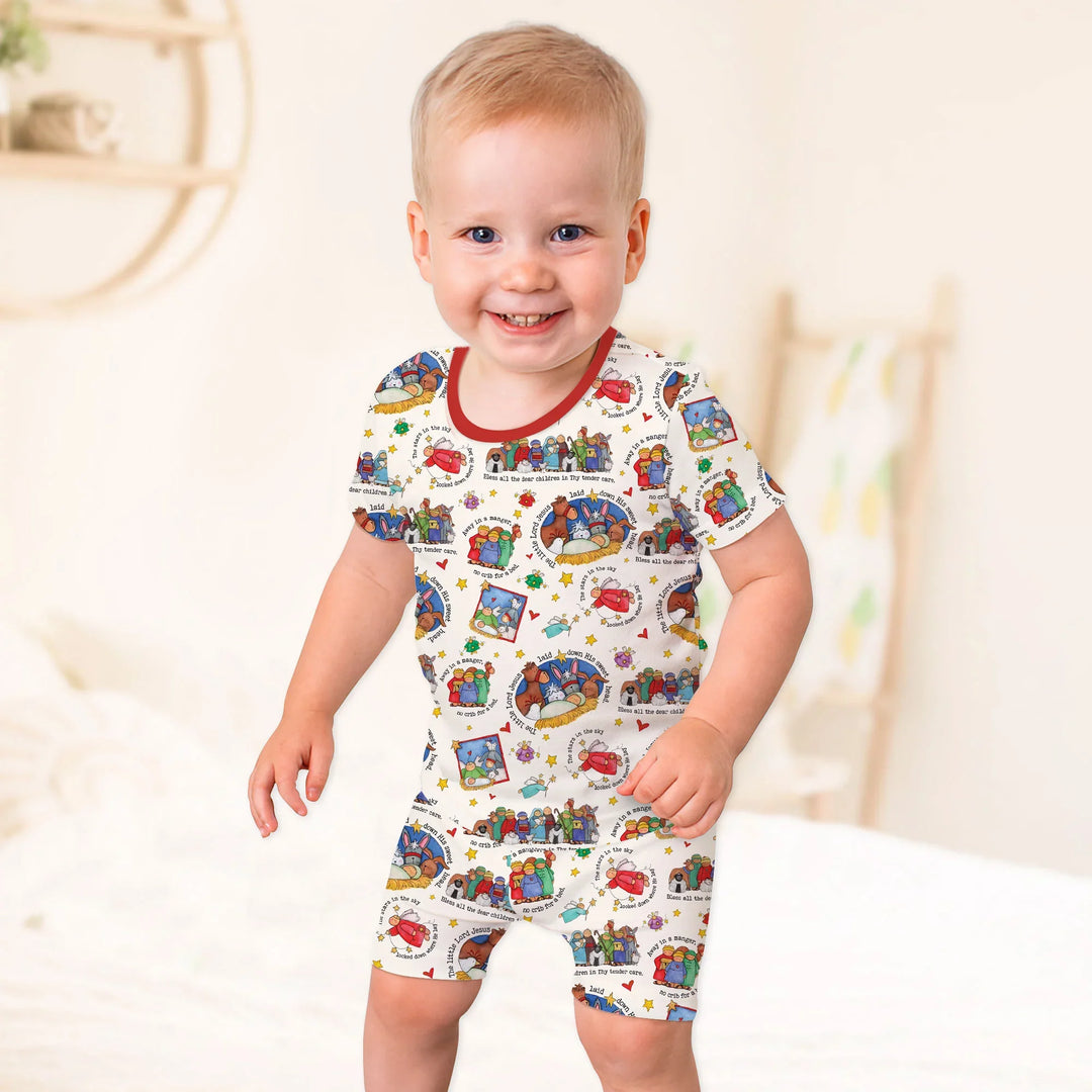 Template Zweiteiliges Pyjama-Set mit kurzen Ärmeln und Shorts