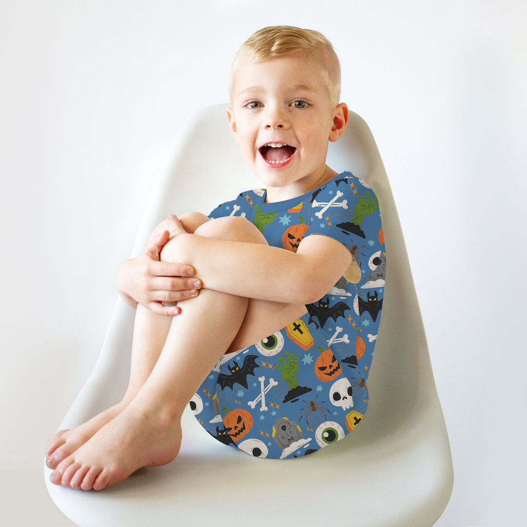 Little Monsters Two Piece Short Sleeve Shorts Pajama Set For Halloween
