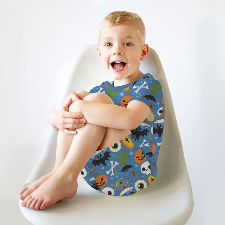 Little Monsters Two Piece Short Sleeve Shorts Pajama Set For Halloween