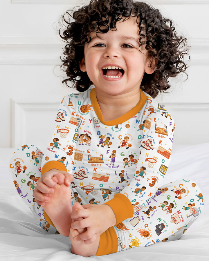 Basketball Alphabet Bamboo Two Piece Long Sleeve Pajama Set