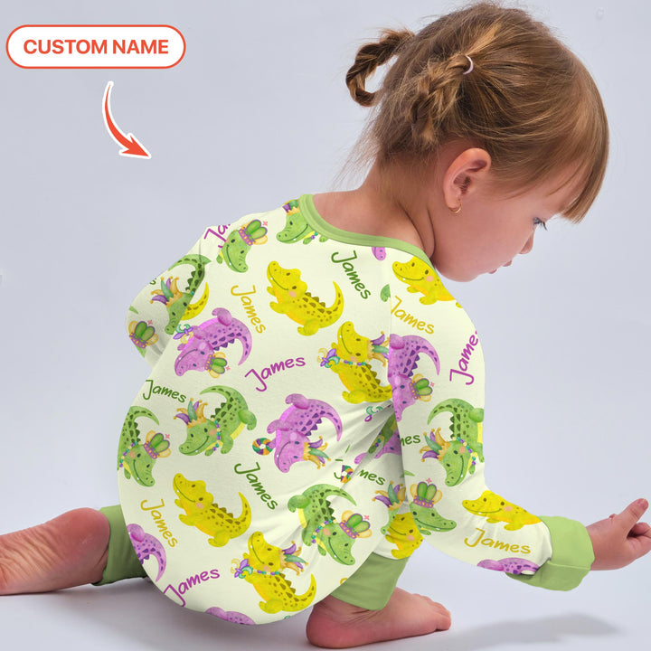 Custom Name Mardi Gras Alligator Convertible Zippy