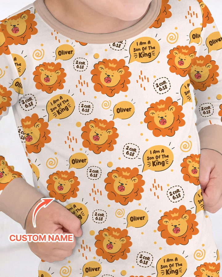 I Am A Son Of The King Custom Name Two Piece Long Sleeve Pajama Set