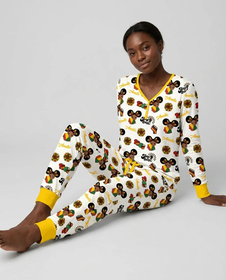 Pijama de mujer de bambú con nombre personalizado "Florece en libertad"