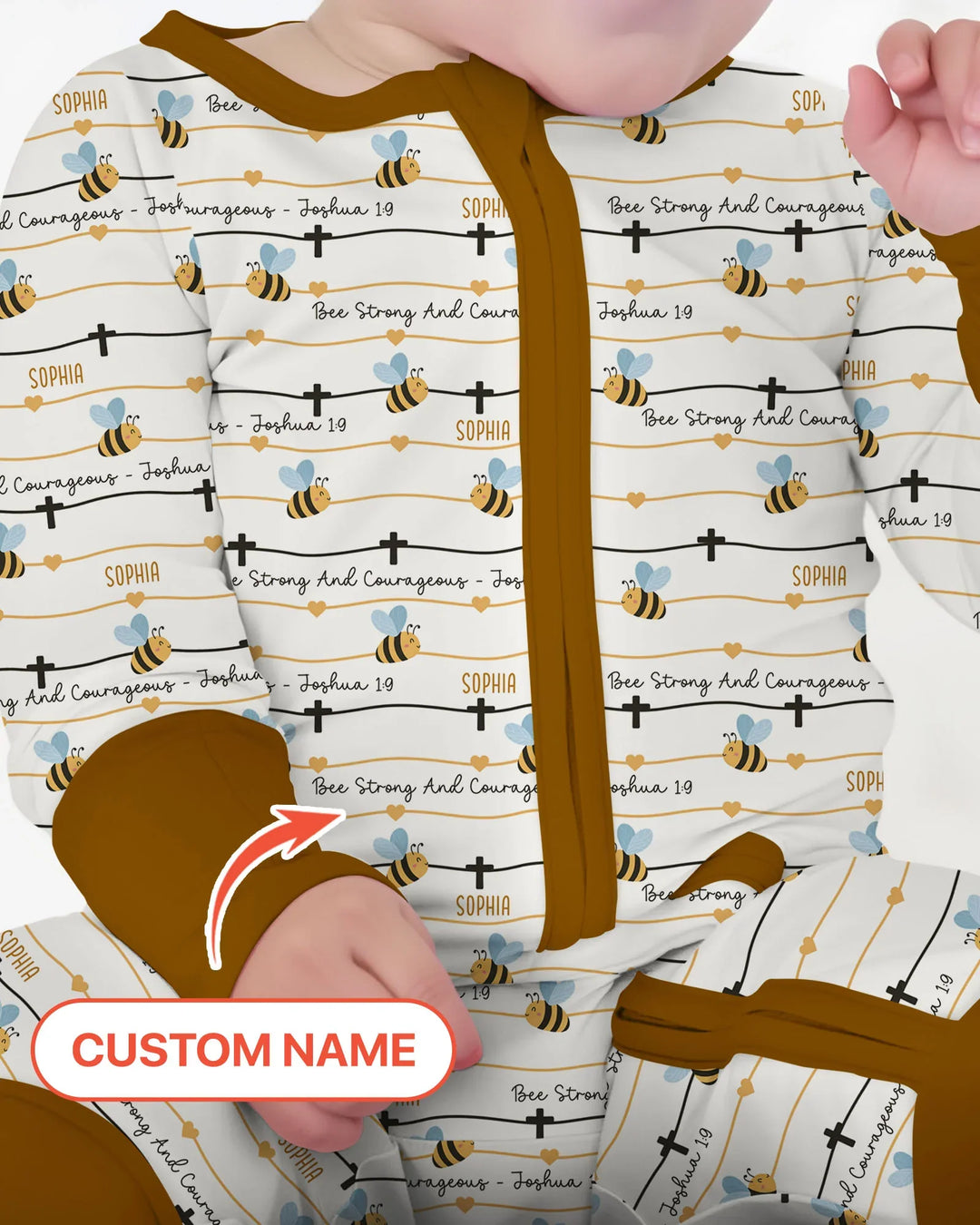 Bee Strong And Courageous Custom Name Bamboo Convertible Zippy