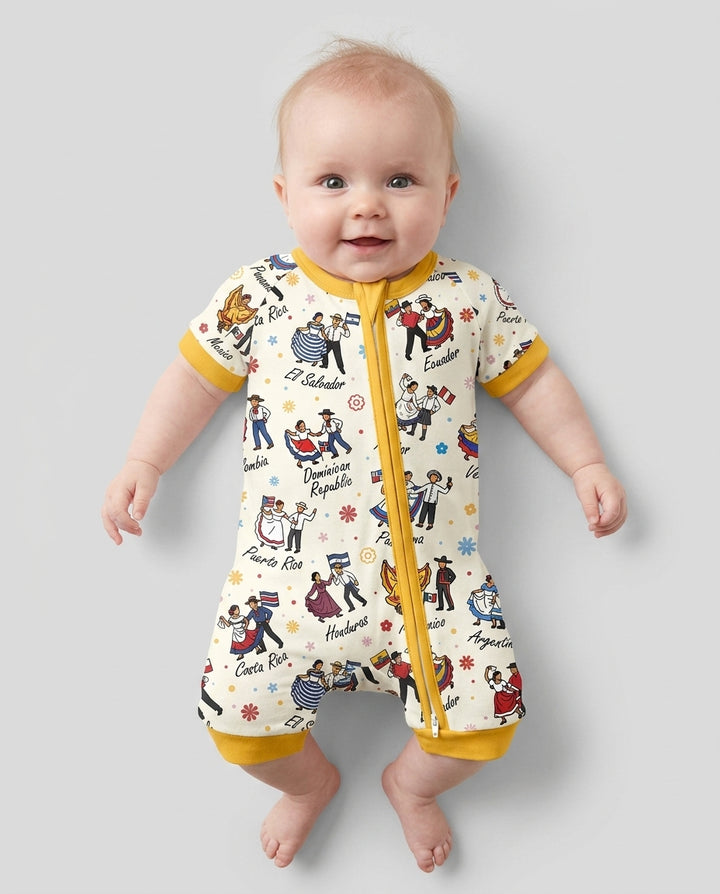 Hispanic Traditional Folkloric Dress Bamboo Shorty Zippy