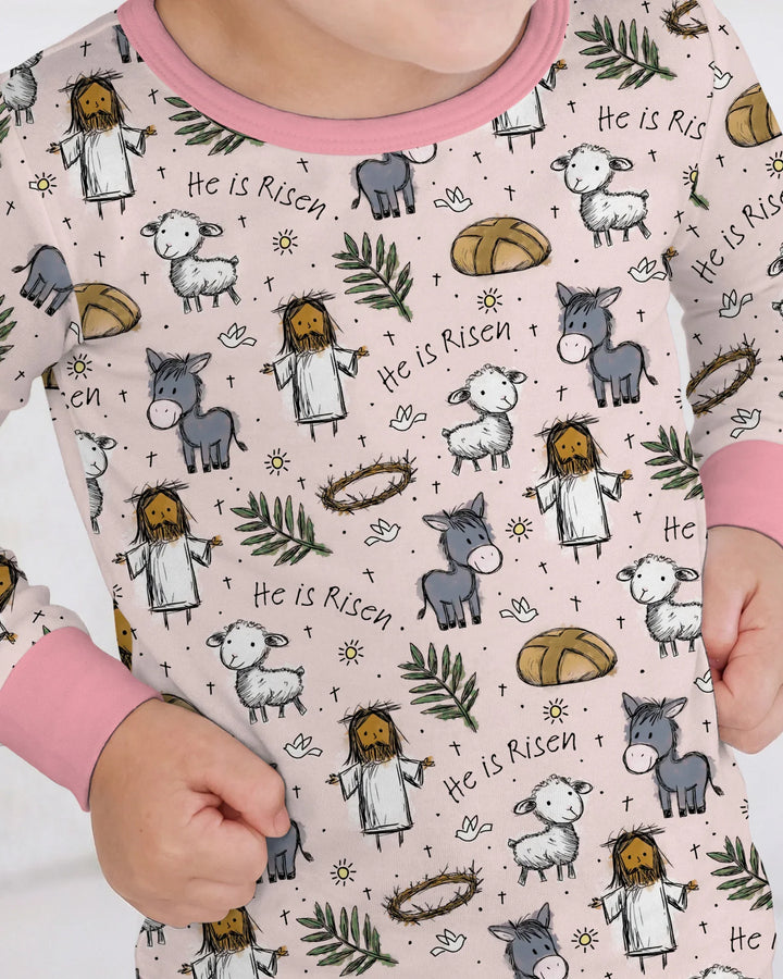 He Is Risen Easter Family Matching Two Piece Long Sleeve Pajama Set