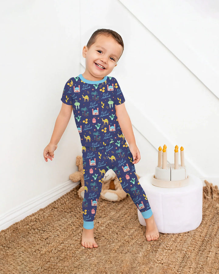 Eid Mubarak Matching Family Two Piece Short Sleeve Pajama Set