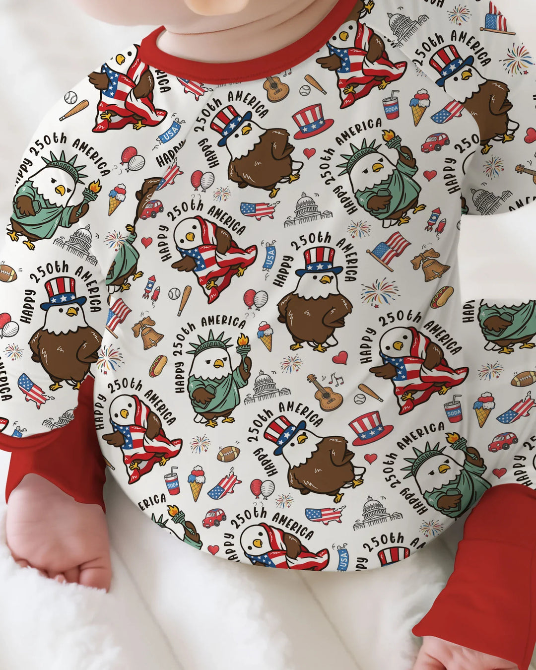 Happy 250th America Cute Patriotic Eagles Family Matching Bamboo Convertible Zippy