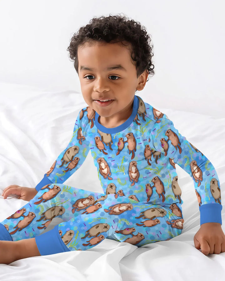 Conjunto de pijama de dos piezas de bambú con mangas largas Otterly Together