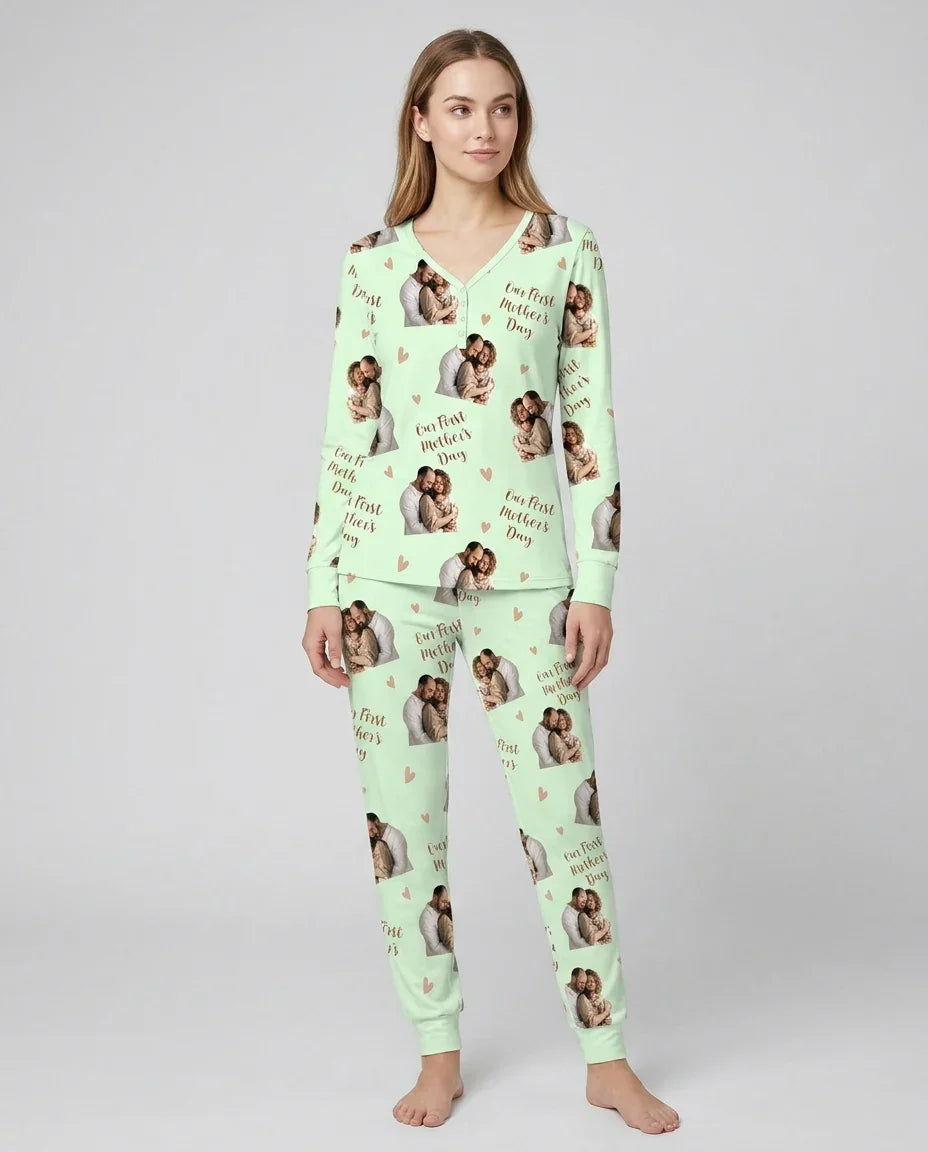 Custom Photo Our First as Parents Bamboo Women Pajama Set