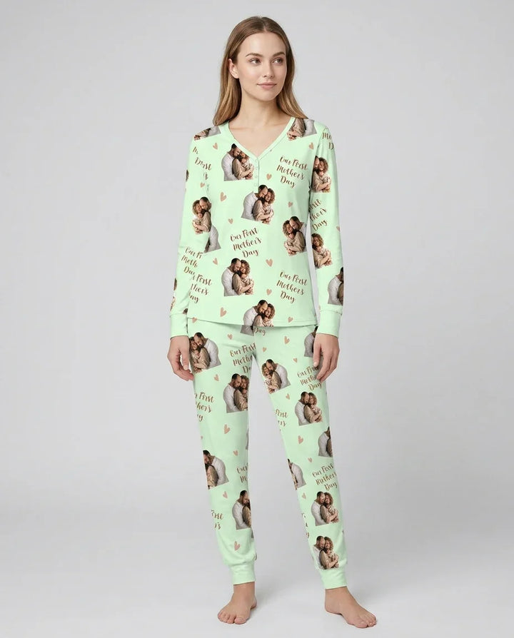 Custom Photo Our First as Parents Bamboo Women Pajama Set