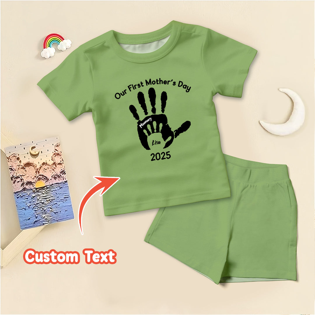 Custom Hand Print Mother's Day Ribbed Baby Clothing - Soft & Sketchy