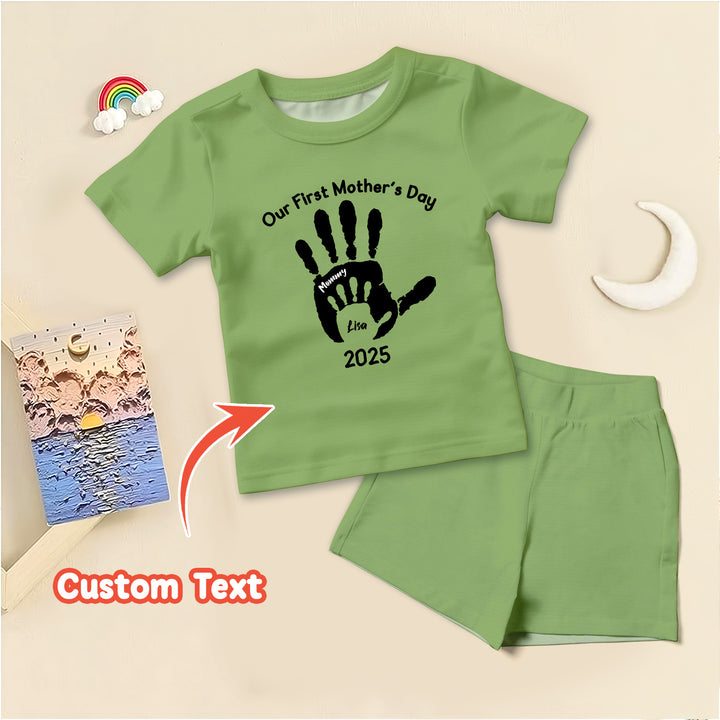 Custom Hand Print Mother's Day Ribbed Baby Clothing - Soft & Sketchy