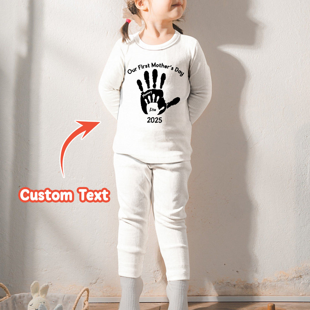 Custom Hand Print Mother's Day Ribbed Baby Clothing - Soft & Sketchy