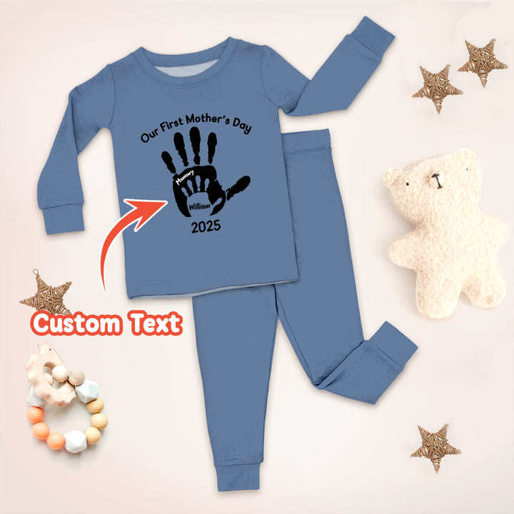 Custom Hand Print Mother's Day Ribbed Baby Clothing - Soft & Sketchy