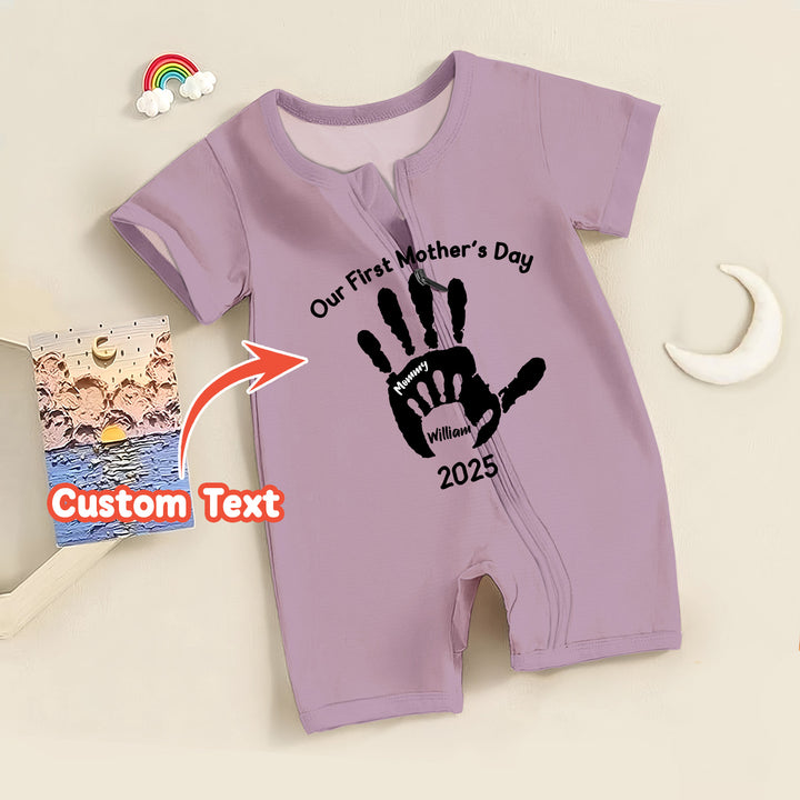 Custom Hand Print Mother's Day Ribbed Baby Clothing - Soft & Sketchy