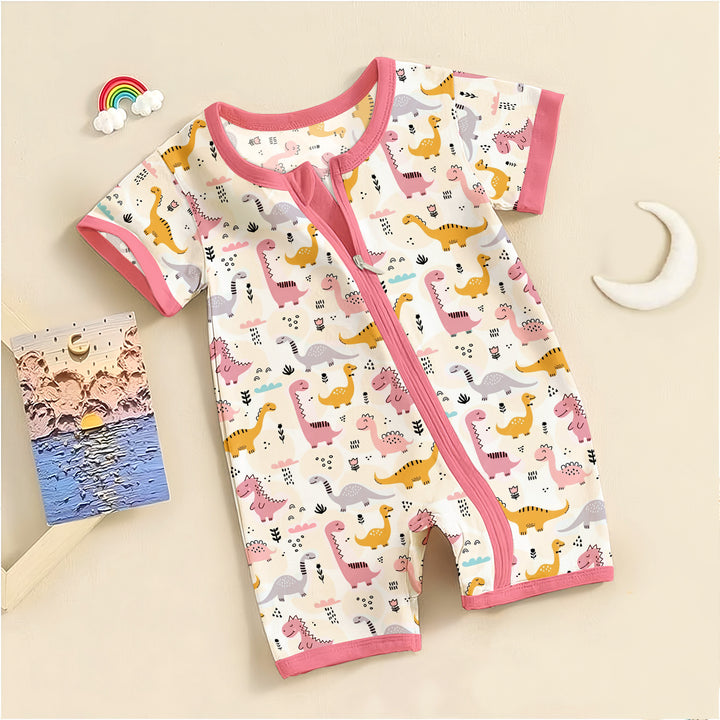 Pink Jurassic Jungle Dinosaur Bamboo Outfit for Baby – Cute and Cozy