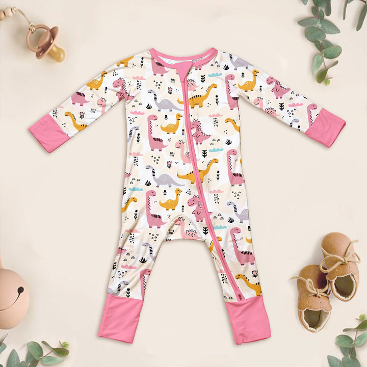 Pink Jurassic Jungle Dinosaur Bamboo Outfit for Baby – Cute and Cozy